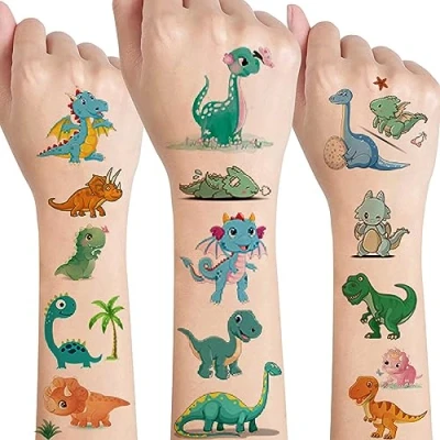 Abbildung von Deen Tattoo Kinder,Dino Jungen,Dinosaurier Tattoos,Temporäre Tattoos Set 10 Blätter,Dinos Kindertattoos Aufkleber für Jungs Mädchen Kinder Party Spielen Kindergeburtstag Mitgebsel