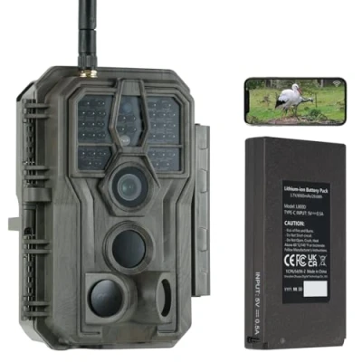 Abbildung von GardePro E8P Wildkamera WLAN, Wiederaufladbare 8000mAh Akku, 64MP 1296P, Wildtierkamera mit bewegungsmelder nachtsicht, Handyübertragung, WiFi, App