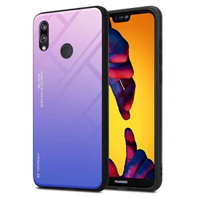 Abbildung von Cadorabo Hülle kompatibel mit Huawei P20 LITE 2018 / NOVA 3E Schutzhülle TPU Silikon Case Glas Slim Kratzfest Weiche Gummi Rundumschutz für in Schwarz