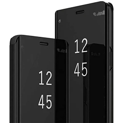 Abbildung von BoerHang Hülle für Xiaomi 13T Pro Handyhülle, Smart Clear View Cover, Standing Case, Durchscheinender 360 Schutz.(Schwarz)