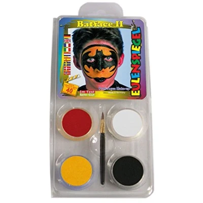 Abbildung von Eulenspiegel 204245 Motiv Set Batface II, 4 Farben, 1 Pinsel, Anleitung, für ca. 40 Masken, Karneval, Motto Party