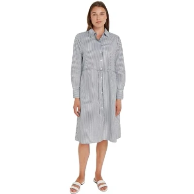 Abbildung von Tommy Hilfiger Stripe KNEE Length Blusenkleid Ithaka stp desert sky, Damen, Größe: 38, sky
