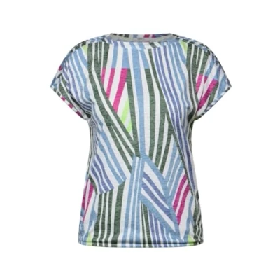 Abbildung von Cecil Gestreiftes Tshirt print, Damen, Größe: Large, Weiß