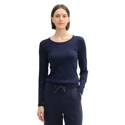 Abbildung von TOM Tailor Langarm Langarmshirt, Damen, Größe: Large, Sky captain blue