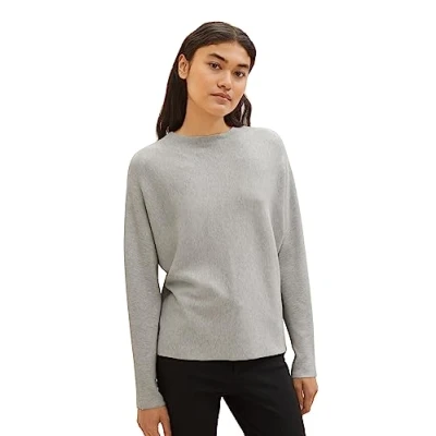 Abbildung von TOM Tailor Denim Basic Strickpullover, Damen, Größe: XXL, light grey melange