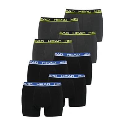 Abbildung von HEAD Herren Boxer Boxershort Unterhose 8er Multi Pack, 841001001, Farbe:Phantom Lime/Black Blue, Bekleidungsgröße:M