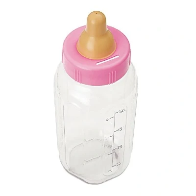 Abbildung von Babypartygeschenke 28 cm Rosa befüllbare Flaschen Spardose Herzstück