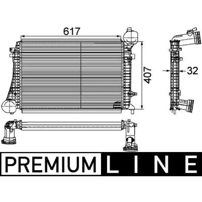 Abbildung von MAHLE ORIGINAL CI 166 000P Ladeluftkühler mit Sensor VOLKSWAGEN: Caddy 3 Kastenwagen, Golf 5 Schrägheck, Touran I, AUDI: A3 Sportback