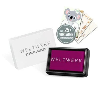 Abbildung von WELTWERK® Wiederverwendbare Stempelkissen für Handabdruck Baby und Fußabdruck leicht abwaschbar, ungiftig Abdruckset (Rosarot)