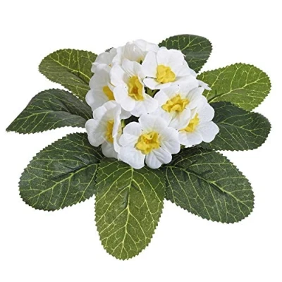 Abbildung von mucplants Primelbusch 20cm weiß Stecker künstliche Primeln Primula Schlüsselblumen Kunstpflanzen Kunstblumen