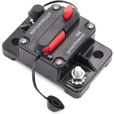 Abbildung von Mottdam Schutzschalter 50 300A,DC12 48V Wasserdicht Kfz Sicherung,Auto Leistungsschutzschalter mit Manuellem Reset,Sicherungshalter Inverter für Motor Auto Marine Boat Stereo Audio(70A)
