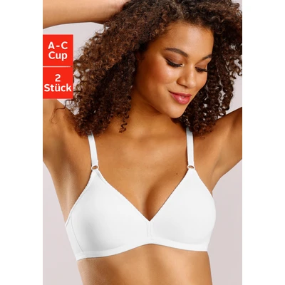 Abbildung von Lascana 2 PACK Triangel BH, Damen, Größe: 70C, Weiß