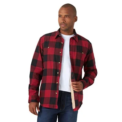 Abbildung von Wrangler Authentics Herren Long Sleeve Sherpa Lined Shirt Jacket Hemd, Grauer Büffel, L