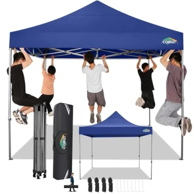 Abbildung von COBIZI Faltpavillon 3x3 Wasserdicht Stabil Winterfest ohne Seitenwand,Pop Up Pavillon Partyzelt,Sonnenschutz Gartenpavillon,Pavillon Faltbar mit Handtasche(3 mal 3m Dunkelblau)