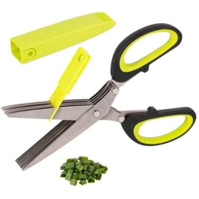 Abbildung von GOURMEO Geflügelschere Edelstahl Kräuterschere mit 5 Klingen, (1 tlg), Stainless Steel Herb Scissors with Blades