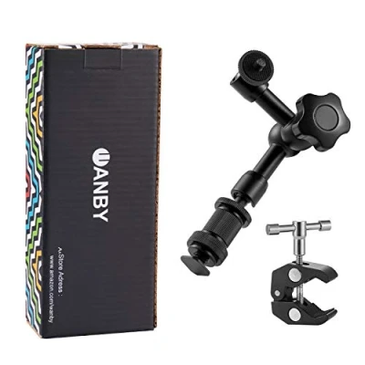 Abbildung von WANBY 7 Zoll Beweglicher Reibungsarm &amp; Großer Verstellbarer Super Rod Klemme Zangenclip mit 1/4&quot; und 3/8&quot; Gewinde für DSLR Kamera Rig LCD Monitor LED Leuchten Blitzlicht (Arm Klemme)