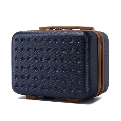 Abbildung von KONO Kosmetikkoffer Schminkkoffer Leicht Handgepäck Tragbar Beautycase Damen 100% ABS Make Up Koffer mit Handgriff und Reißverschluss Hartschalen 31 * 22 18cm Blau