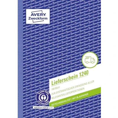 Abbildung von AVERY Zweckform 1240 Lieferschein (A5, 100 Blatt aus Recycling Papier,, mit 1 Blaupapier und blanko Durchschlag, zur systematischen Erfassung aller relevanten Lieferpositionen) weiß