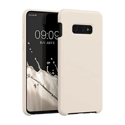 Abbildung von kwmobile Hülle kompatibel mit Samsung Galaxy S10e Silikon Handy Case Handyhülle weiche Oberfläche kabelloses Laden Creme matt