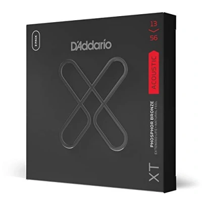 Abbildung von D&#039;Addario Gitarrensaiten Westerngitarre Akustikgitarre Coated Acoustic Guitar Strings XTAPB1356, XT Phosphorbronze Akustiksaite, Medium, 13 56, 3 Sätze