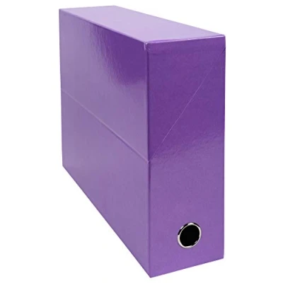 Abbildung von Exacompta 89926E 1 Transferbox Iderama aus durchgefärbtem Papier Rücken 90 mm Metallöse Für Format A4 Abmessungen 25,5 x 34 9 cm Farbe violett Wird montiert geliefert
