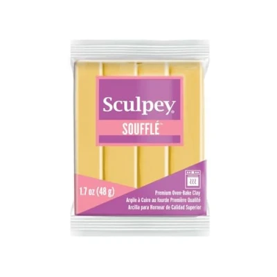 Abbildung von Sculpey Soufflé Polymer Ton, Ofenkörper, Ockergelb, ungiftig, 48 g, ideal für Schmuckherstellung, Urlaub, Heimwerken, gemischte Medien und mehr! Premium leichte Ofenkontur, SU 6521, Gelbe Orchidee
