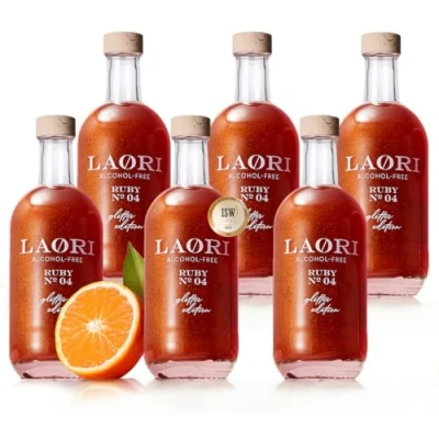 Abbildung von Laori Alkoholfreier Glitzer Spritz 6x500 ml Aperitif mit ohne künstliche Aromen Pflanzliche Farbstoffe Perfekt für Geschmack von Orange+Grapefruit Nur 65 kcal