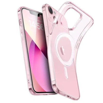 Abbildung von ESR für iPhone 14 Hülle und 13 Hülle, klares Silikon Case mit MagSafe, stoßfeste dünne Abdeckung, vergilbungsbeständige transparente TPU Handyhülle, Zero Serie, Rosa