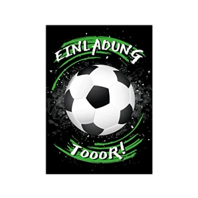 Abbildung von JUNAPACK Einladungskarten Fußball zum Kindergeburtstag Jungen Einladungen Karten Fussball, Geburtstag mit Motiv