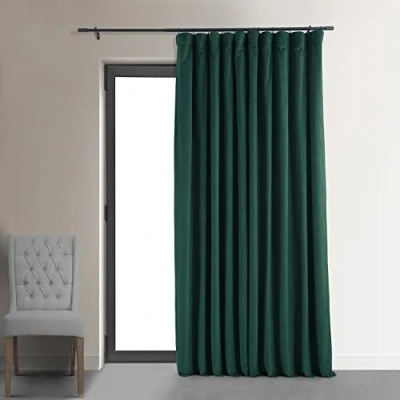 Abbildung von HPD Half Price Drapes Signature Thermo Verdunkelungsvorhänge aus Samt für Wohnzimmer, 213 cm lang, 1 Paneelstangentasche, isolierte Schlafzimmer, Fenstervorhänge, 100 B x 84