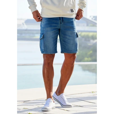 Abbildung von John Devin Jogg Pants mit Cargotaschen, knielang, elastische Schlupf Bermuda
