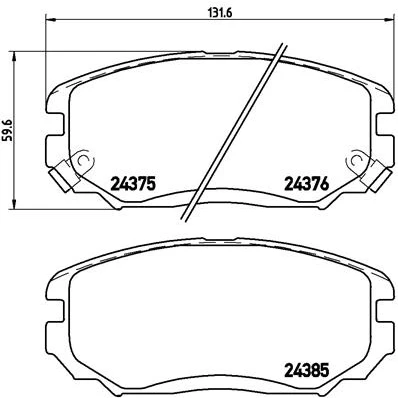 Abbildung von BREMBO P 30 038 Bremsbelagsatz mit akustischer Verschleißwarnung ohne Zubehör HYUNDAI: Grandeur, Sonata V, KIA: Opirus