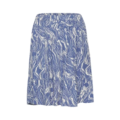 Abbildung von Kaffe Curve Alona Alinienrock, Damen, Größe: 54, Blue indigo white marbel