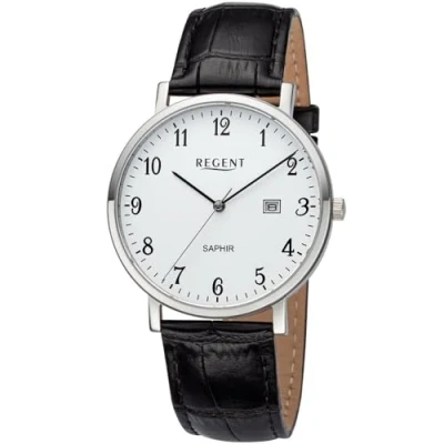 Abbildung von Regent 11110937 Herrenuhr mit schwarzem Lederband