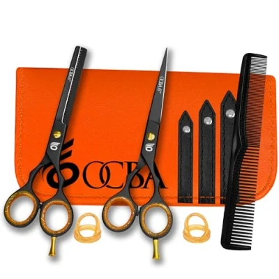 Abbildung von OCBA Friseurschere, Friseursalonschere Edelstahl Haarschere Professionelle 6 Zoll Schere für Erwachsene (Friseurscheren Set)