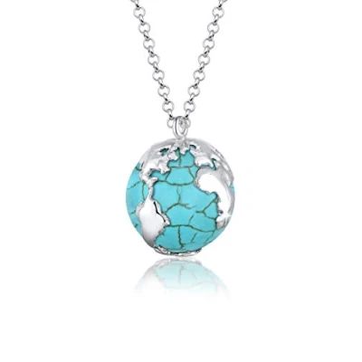 Abbildung von Elli Halskette Damen mit Anhäbger Weltkugel Howlith in 925 Sterling Silber