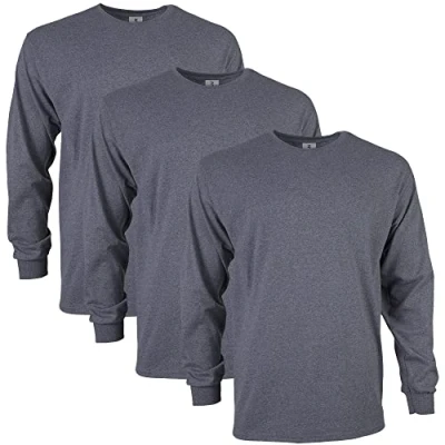 Abbildung von Gildan Unisex Langärmliges T shirt aus Ultra baumwolle, Stil G2400 Shirt, Dark Heather (3er pack), XL