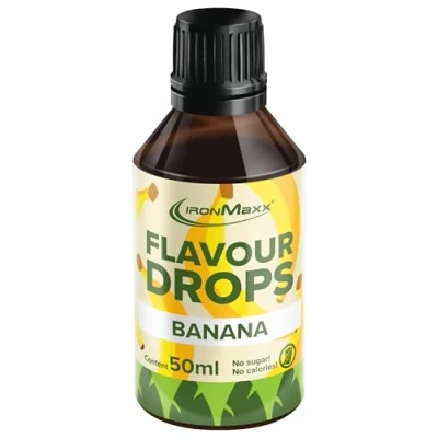 Abbildung von IronMaxx Flavour Drops Banane 50ml kalorienfrei &amp; zuckerfrei vegane Aromatropfen zum süßen von Lebensmitteln praktischer Tropfer Verschluss