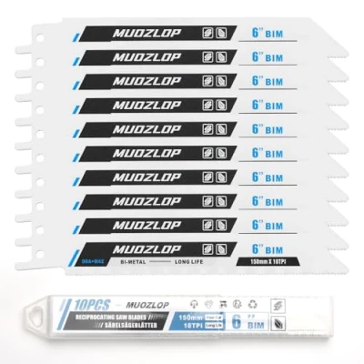 Abbildung von MUOZLOP 10 Pack 6 inch Säbelsägeblätter Set，18 TPI Sägeblätter für Säbelsäge，für Holz/Metall (10, 18TPI 150mm)
