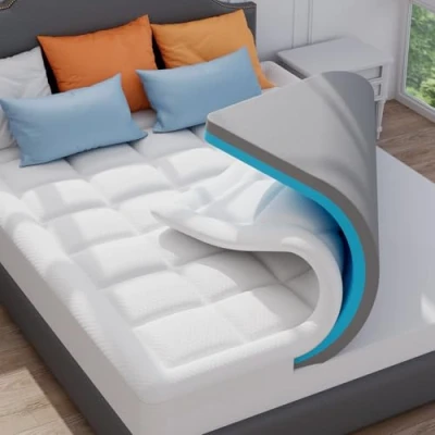 Abbildung von ELEMUSE Matratzen Topper 180x200cm, H3 H4 Gel mit Waschbarem Flauschigem Bezug und Gelschaum, 10CM Höhe Weicher Bequemer Matratzentopper für Boxspringbett Unbequeme Betten Schlafsofa