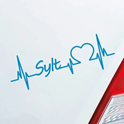 Abbildung von Hellweg Druckerei Sylt Herz Puls Insel Island Nordsee Liebe Love Auto Aufkleber Sticker Heckscheibenaufkleber