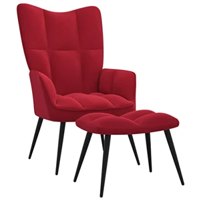 Abbildung von vidaXL Relaxsessel mit Hocker Weinrot Samt, Sessel, Loungesessel, Relaxsessel, Wohnzimmersessel, Samtsessel, Velvetsessel