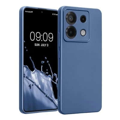 Abbildung von kwmobile Handyhülle kompatibel mit Xiaomi Redmi Note 13 Pro 5G / Poco X6 Hülle weiche Silikon Case metallisch schimmernd in Metallic Blau