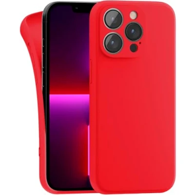 Abbildung von MyGadget Hülle Kompatibel mit iPhone 13 Pro robuste Silikon Schutzhülle TPU Case Slim Silikonhülle Back Cover Kratzfest Handyhülle Matt Rot