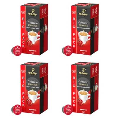 Abbildung von Tchibo Cafissimo Espresso elegant Kaffeekapseln, 120 Stück 4x30 Kapseln (Kaffee, ausdrucksstark mit vollem Aroma), nachhaltig &amp; fair gehandelt