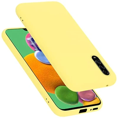 Abbildung von Cadorabo Hülle kompatibel mit Samsung Galaxy A90 5G Silikon Handyhülle für Case aus flüssigem stoßfeste dünne TPU Schutzhülle Liquid GELB