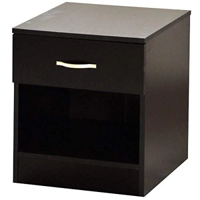 Abbildung von Vida Designs Nachttisch, schwarz, 1 Schublade mit Metallgriffen und schienen, einzigartige Schubladenunterstützung gegen Verbiegen, Schlafzimmer Möbel Riano, Ca. 47 x 40 36 cm (H B T)