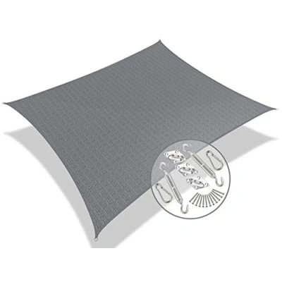 Abbildung von VOUNOT® Sonnensegel Rechteckig mit Befestigung Set, Sonnenschutz Atmungsaktiv und UV Schutz, für Balkon Garten Terrasse, 3x2,5m, Grau