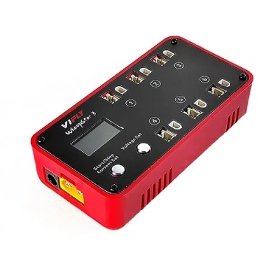 Abbildung von VIFLY WhoopStor V3 1S LiPo Akku Lagerspannungs Lade und Entladegerät mit LCD Display Tiny Whoop Ladegerät PH2.0 BT2.0 Anschlüssen