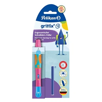 Abbildung von Pelikan® Füllhalter Griffix zum Schreiblernen Mittelfeder Für Tinte Linkshänder Büro Schule Arbeit Kalligraphie Komfortables und glattes Schreiben